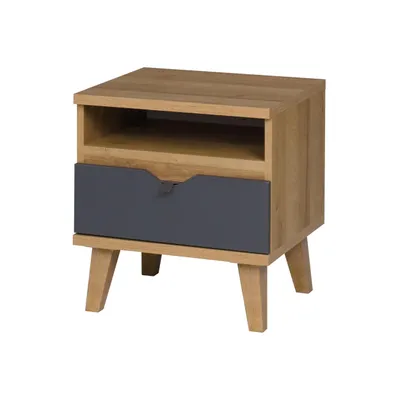 Produktbild von BEAUTYSOFA | Nachttisch MORENO 45x40x48 cm Nachtschrank mit Schublade und offenem Fach, Bunt - Eiche Gold/Weiß/Graphit