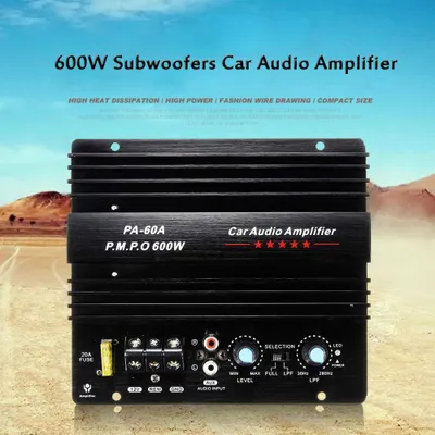 Zdjęcie produktu dla subwoofer samochodowy o mocy 600 W, jednokanałowy wzmacniacz audio. 12,0 V