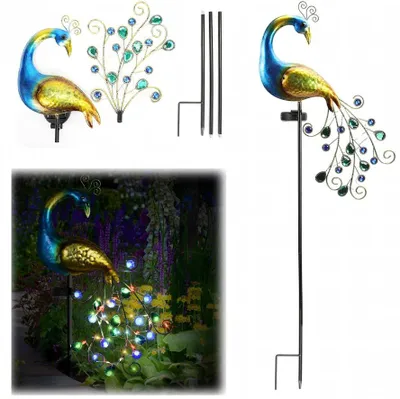 Immagine prodotto di Lampada Solare A Forma Di Pavone – Decorazione Da Giardino Luminosa A Led – Regolabile