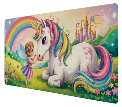 Produktbild von Fee Einhorn Schreibtischunterlage 69x31cm XXL Mauspad für Fantasie-Liebhaber