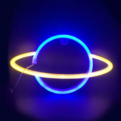 Productafbeelding van ACA PLANETA-verlichting, 116 neon-LED's, batterijbediend (3xAA) / USB, goud + blauw, beschermingsklasse IP20, 17,5 x 2 x 30 cm, artikelnummer X041166319