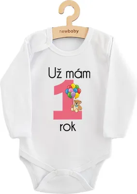 Zdjęcie produktu dla Body z nadrukiem New Baby I'm 1 year old różowe, rozmiar 86 (12-18m)
