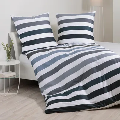 Produktbild von Janine Mako-Satin Bettwäsche J.D. 87115 silber anthrazit 135x200 cm + 80x80 cm