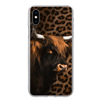 Produktbild von MuchoWow® Handyhülle Schutzhülle Hülle für iPhone Xs Schottischer Highlander - Pelz - Pantherdruck Silikon Softcase Handy Hülle - Handytasche
