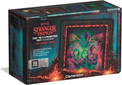 Immagine prodotto di CLEMENTONI Puzzle luminoso Stranger Things, The Morphing Collection, 520 pezzi, con cornice e filare di luci, design "Lune capovolte"