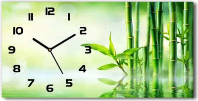 Produktbild von Wanduhr aus Glas – 60x30 cm - Glasbild - Glasuhr - Gehärtetes Glas - schwarze-zeiger - Bambus