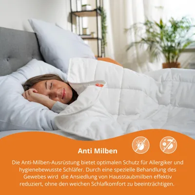Produktbild von Anti-Milben Bettdecke, Ganzjahresdecke, 135x200 cm, Steppbett, Allergikerbettdecken, sleepling