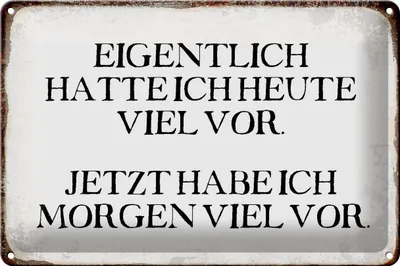 Produktbild von Blechschild Spruch 30x20cm eigentlich hatte heute viel vor