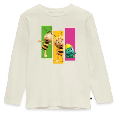 Produktbild von Spreadshirt Die Biene Maja 3 Maja Willi Smoosh Kacheln Kinder Premium Langarmshirt, 98/104 (2 Jahre), Naturweiß