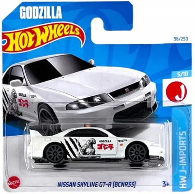 Obrázek produktu pro Hot Wheels, model auta Nissan Skyline GT-R BCNR33, přezdívka "GODZILLA", měřítko 1:64