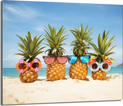 Produktbild von Herdabdeckplatte 60x52 Glaskeramikkochfeld Abdeckung Spritzschutz Glasplatte Deko Schneidebrett, Ananas Meer