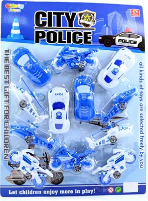 Produktbild von Polizei Spielzeugautos Set 12 Stück - Einsatzfahrzeuge für Kinder - Modellautos 8-9 cm