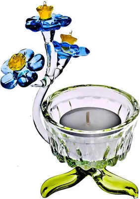Produktbild von Teelichthalter mit Blumen Blumen 7,5cm, aus Kristallglas