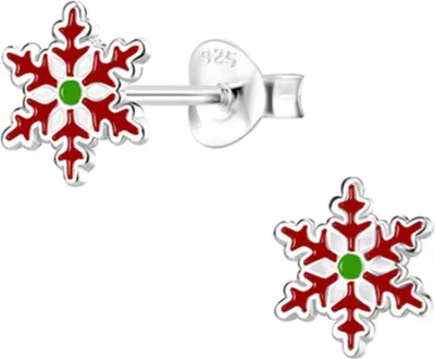 Produktbild von Weihnachtsohrringe: Kinder & Damen Ohrstecker Silber 925 Schneeflocke (Snowflake)