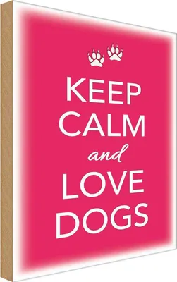 Produktbild von vianmo Holzschild 30x20 cm Keep Calm and love dogs Hund