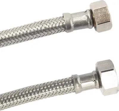 Produktbild von DN8 DVGW Panzerschlauch m. Edelstahlumflechtung 3/8" ÜM x 1/2" ÜM 2000 mm