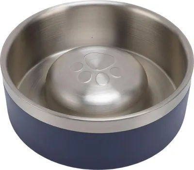 Produktbild von Langsamer Fressnapf für Hunde aus Edelstahl, verhindert Ersticken, rutschfester Boden, Futternapf für Katzen und Hunde, klein: 17,2 x 6,5 cm