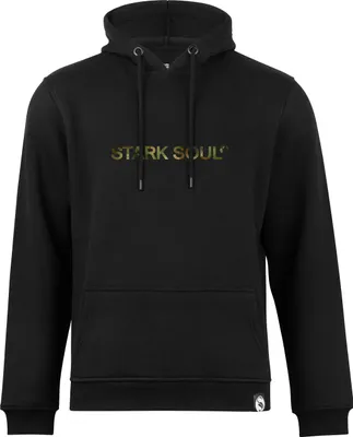 Produktbild von Hoodie - Kapuzenpullover  - innen angeraut, mit Stark Soul-Print in Camouflage-Optik - Schwarz - Gr. M