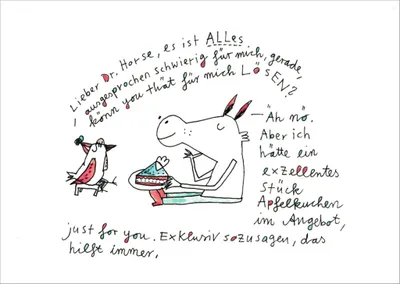 Produktbild von Postkarte Karindrawings "Lieber Dr. Horse, es ist Alles ausgesprochen ..."
