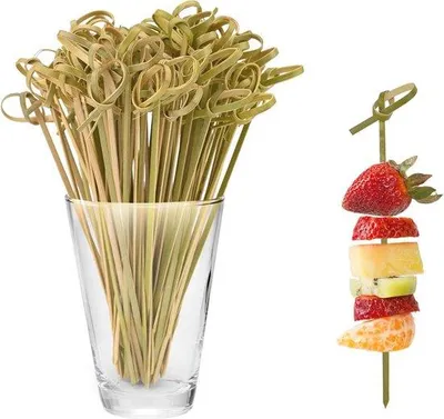 Produktbild von Bambus Cocktailstäbchen - 100 Stück - Miniatur Lebensmittelstäbchen für Getränke und Vorspeisen - 12 cm