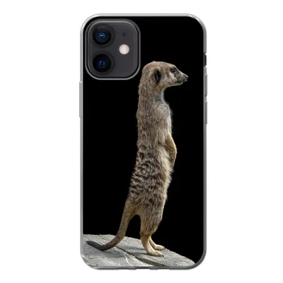 Produktbild von MuchoWow® Handyhülle Schutzhülle Hülle für iPhone 12 Erdmännchen - Wilde Tiere - Schwarz Silikon Softcase Handy Hülle - Schutzhülle