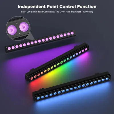 Produktbild von LED Wall Washer 2er-Set - DMX Bühnen-Lichtleiste - RGBWAUV 18x10W 6in1 - DMX512, 6/8/11/108/110 Kanäle - Auto/Sound/Master-Slave/DMX - AC 90–240 V - Warmweiß