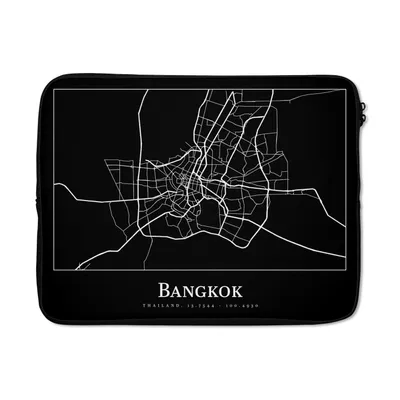 Produktbild von MuchoWow® Laptop Hülle 17 Zoll Laptoptasche Bangkok - Karte - Stadtplan - Zipper - Schutzabdeckung