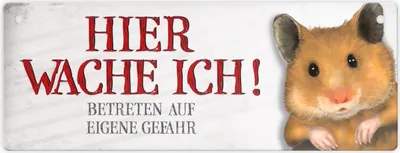 Produktbild von Betreten auf eigene Gefahr - Hier wache ich! Metallschild XL mit Hamster Motiv