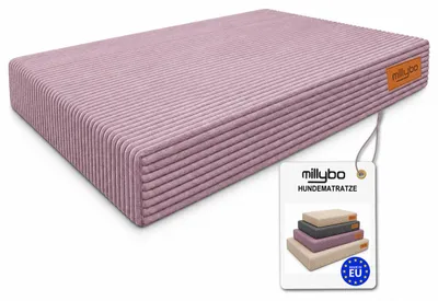 Produktbild von Hundematratze aus Cord mit abnehmbarem Bezug S-XL Hundebett Lila M: 60 x 75 x 10 cm