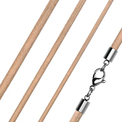 Produktbild von Lederkette Halskette Lederband Kette Echtleder Rindsleder Karabiner Edelstahl Kette für Anhänger  2 mm 17 mm