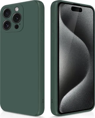 Produktbild von Silikon Hülle für iPhone 15 Pro Max Flüssigsilikon Dünn Gel Gummi Matt Kratzfeste Schutzhülle Nachtgrün