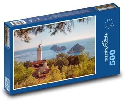 Produktbild von Puzzle 500 Leuchtturm an der Küste mit Inseln - martinpuzzle