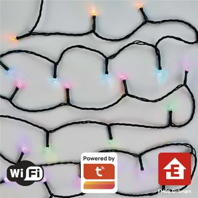 GoSmart LED vánoční řetěz, 8 m, venkovní i vnitřní, RGB, programy, časovač, WiFi