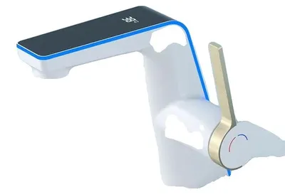 Productafbeelding van Wasbakarmatuur, LED-display, mengkraan met één hendel voor warm en koud water, wit