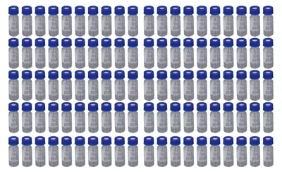 Produktbild von 100 Stück 2 ml Probenflaschen, Klarglas-Fläschchen mit Schraubverschluss, mit Schreibbereich und Skala für Schönheitsprodukte im Labor