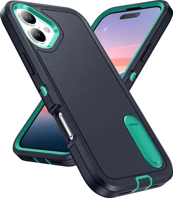 Immagine prodotto di Custodia per iPhone 17 Custodia protettiva ibrida antiurto a tre strati con supporto Blu