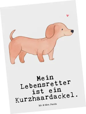Produktbild von Mr. & Mrs. Panda Postkarte Dackel Kurzhaardackel Lebensretter - Weiß - Geschenk, Teckel, Dachshund, Grußkarte, einzelkarte, Postkarten, Ansichtskarten, Ansichtskarte