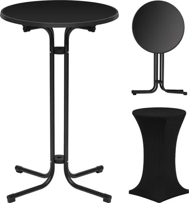 Produktbild von Klappbarer Stehtisch mit Abdeckung um Stehtisch 70 cm | Schwarz | 80x80x110 cm