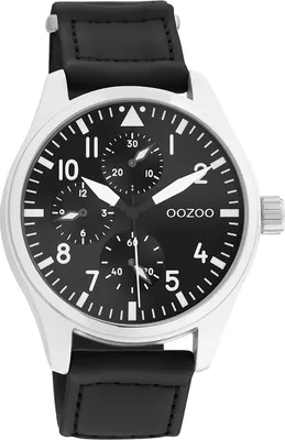 Image de Oozoo mens bracelet en cuir montre Timepieces noir analogique montre à quartz UOC11009