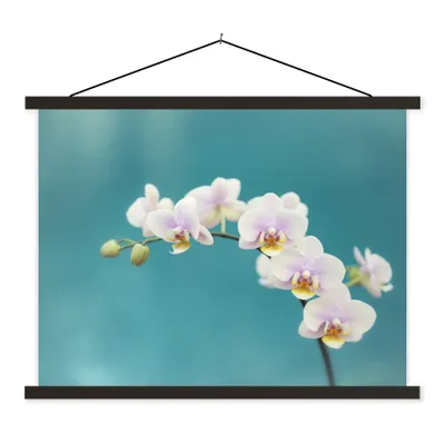 Produktbild von MuchoWow® Textilposter Orchidee - Blumen - Pflanze - Weiß - Lila 150x113 cm mit schwarzem Rahmen - Wohnzimmer