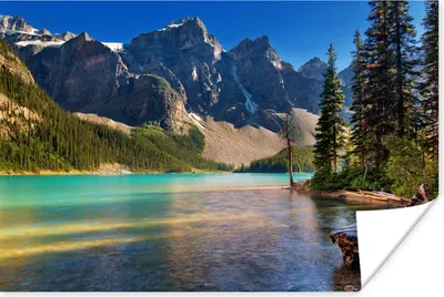 Produktbild von MuchoWow® Poster Kiefern und Berge bei Sonnenuntergang über Moraine Lake Kanada 90x60 cm - Schlafzimmer