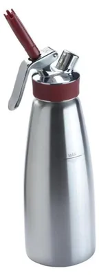 Sahnesiphon Gourmet Whip Plus, Edelstahl, 1 L, silber/rot