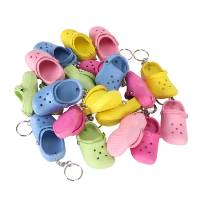 Image de 20pcs Porte-clés chaussures 5 couleurs Flexible Réutilisable Eva Process Beach Hole Shoes Key Chains for DIY Backpack