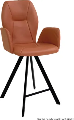Produktbild von Thekenstuhl (8er-Set) Deretka 58x109x60 Schwarz/Cognac