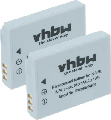 Produktbild von vhbw 2x Akku kompatibel mit Canon Digital Ixus 990 IS Kamera (650 mAh, 3,6 V, Li-Ion)
