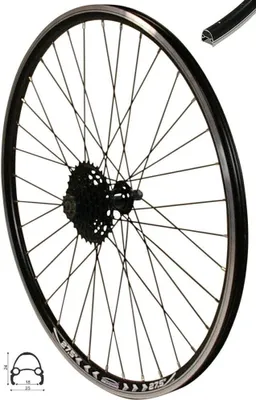 Produktbild von REDONDO 27,5 Zoll Hinterrad Laufrad Felge Schwarz + 9-fach Shimano Kassette