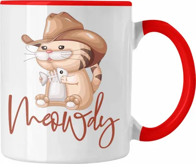 Produktbild von Trendation - Meowdy Tasse Geschenk Katzenliebhaber Geschenkidee (Rot)
