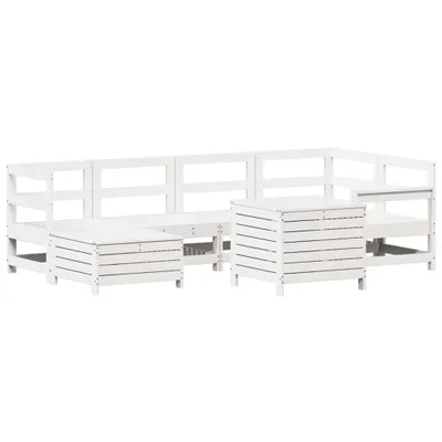 Produktbild von 7-tlg. Garten-Sofagarnitur Weiß Massivholz Kiefer