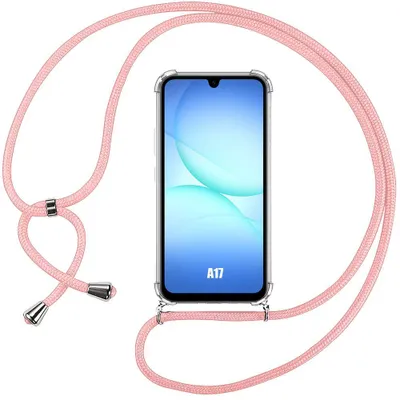 Image de Coque pour Samsung Galaxy A17 4G/5G, Protection Anti-Rayure Transparente TPU avec Cordon Rose