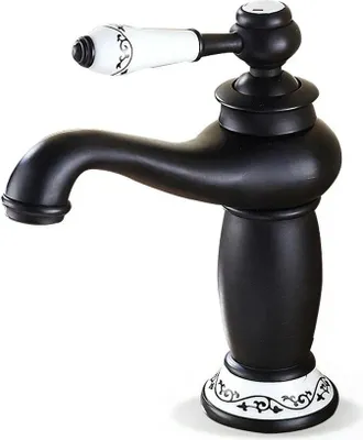 Immagine prodotto di Rubinetto lavabo retrò - Rubinetto lavabo - Monocomando - 1 foro - Montaggio su piano - Ottone - Nero